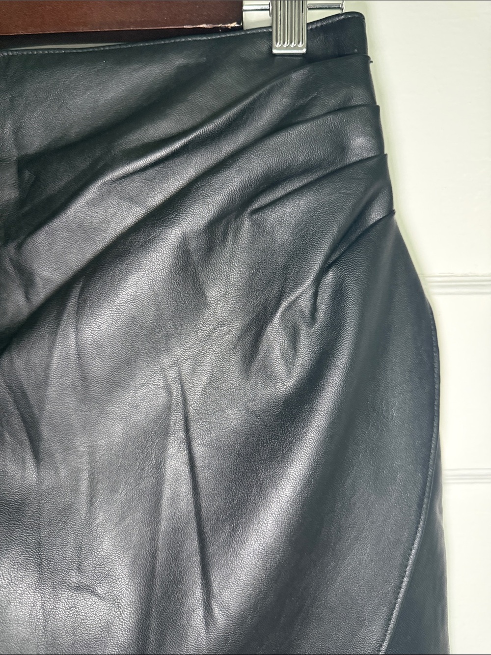 Abercrombie & Fitch Black Faux Leather Mini Skirt with Tulip Wrap Whimsigoth XS - Picture 4 of 9
